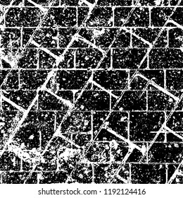 Grunge black and white vector background. Gloomy monochrome texture of cracks, scuffs. Pattern of chips and scratches