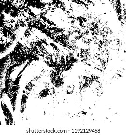 Grunge black and white vector background. Gloomy monochrome texture of cracks, scuffs. Pattern of chips and scratches