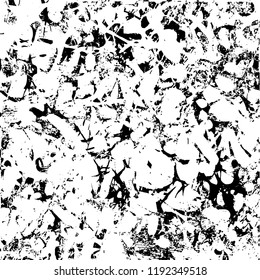 Grunge black and white vector background. Gloomy monochrome texture of cracks, scuffs. Pattern of chips and scratches