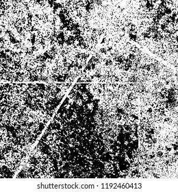 Grunge black and white vector background. Gloomy monochrome texture of cracks, scuffs. Pattern of chips and scratches