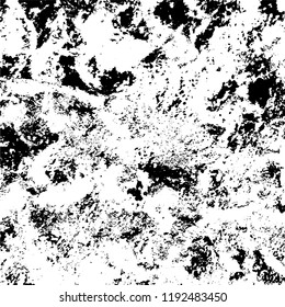 Grunge black and white vector background. Gloomy monochrome texture of cracks, scuffs. Pattern of chips and scratches