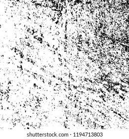 Grunge black and white vector background. Gloomy monochrome texture of cracks, scuffs. Pattern of chips and scratches