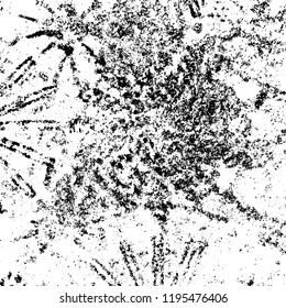 Grunge black and white vector background. Gloomy monochrome texture of cracks, scuffs. Pattern of chips and scratches