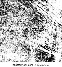 Grunge black and white vector background. Gloomy monochrome texture of cracks, scuffs. Pattern of chips and scratches