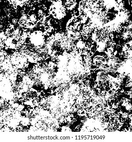 Grunge black and white vector background. Gloomy monochrome texture of cracks, scuffs. Pattern of chips and scratches
