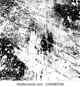 Grunge black and white vector background. Gloomy monochrome texture of cracks, scuffs. Pattern of chips and scratches