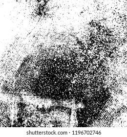 Grunge black and white vector background. Gloomy monochrome texture of cracks, scuffs. Pattern of chips and scratches