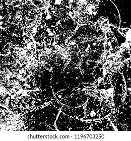 Grunge black and white vector background. Gloomy monochrome texture of cracks, scuffs. Pattern of chips and scratches