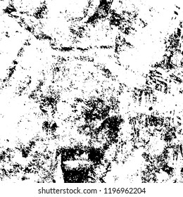 Grunge black and white vector background. Gloomy monochrome texture of cracks, scuffs. Pattern of chips and scratches