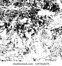 Grunge black and white vector background. Gloomy monochrome texture of cracks, scuffs. Pattern of chips and scratches