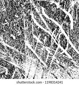 Grunge black and white vector background. Gloomy monochrome texture of cracks, scuffs. Pattern of chips and scratches