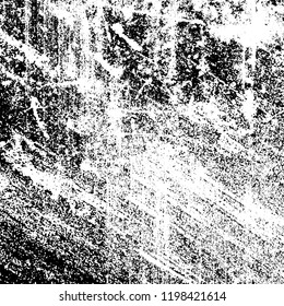 Grunge black and white vector background. Gloomy monochrome texture of cracks, scuffs. Pattern of chips and scratches