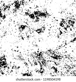 Grunge black and white vector background. Gloomy monochrome texture of cracks, scuffs. Pattern of chips and scratches