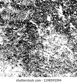 Grunge black and white vector background. Gloomy monochrome texture of cracks, scuffs. Pattern of chips and scratches