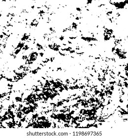 Grunge black and white vector background. Gloomy monochrome texture of cracks, scuffs. Pattern of chips and scratches
