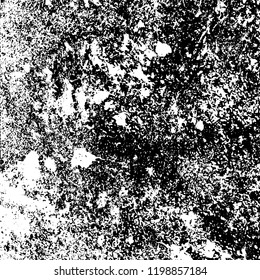 Grunge black and white vector background. Gloomy monochrome texture of cracks, scuffs. Pattern of chips and scratches