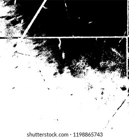 Grunge black and white vector background. Gloomy monochrome texture of cracks, scuffs. Pattern of chips and scratches