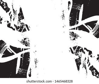 Grunge black and white vector background. Abstract monochrome texture pattern of cracks, scuffs, chips and scratches