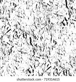 Grunge black and white vector background. Monochrome seamless texture of cracks, chips, stains. Vintage ink blots on the old surface. Abstract dark retro background