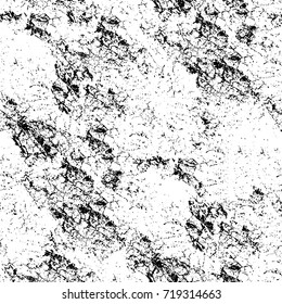 Grunge black and white vector background. Monochrome seamless texture of cracks, chips, stains. Vintage ink blots on the old surface. Abstract dark retro background