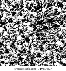 Grunge black and white vector background. Monochrome seamless texture of cracks, chips, stains. Vintage ink blots on the old surface. Abstract dark retro background