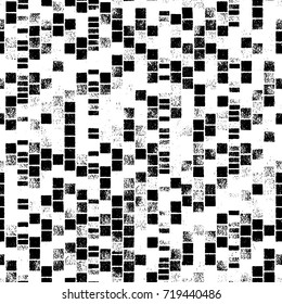 Grunge black and white vector background. Monochrome seamless texture of cracks, chips, stains. Vintage ink blots on the old surface. Abstract dark retro background