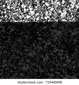 Grunge black and white vector background. Monochrome seamless texture of cracks, chips, stains. Vintage ink blots on the old surface. Abstract dark retro background