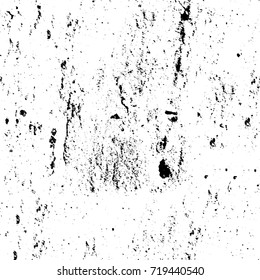 Grunge black and white vector background. Monochrome seamless texture of cracks, chips, stains. Vintage ink blots on the old surface. Abstract dark retro background