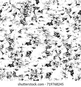 Grunge black and white vector background. Monochrome seamless texture of cracks, chips, stains. Vintage ink blots on the old surface. Abstract dark retro background