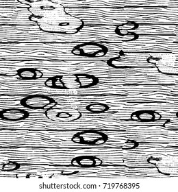 Grunge black and white vector background. Monochrome seamless texture of cracks, chips, stains. Vintage ink blots on the old surface. Abstract dark retro background