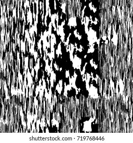 Grunge black and white vector background. Monochrome seamless texture of cracks, chips, stains. Vintage ink blots on the old surface. Abstract dark retro background