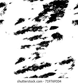 Grunge black and white vector background. Monochrome seamless texture of cracks, chips, stains. Vintage ink blots on the old surface. Abstract dark retro background