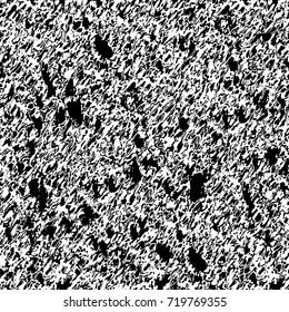 Grunge black and white vector background. Monochrome seamless texture of cracks, chips, stains. Vintage ink blots on the old surface. Abstract dark retro background