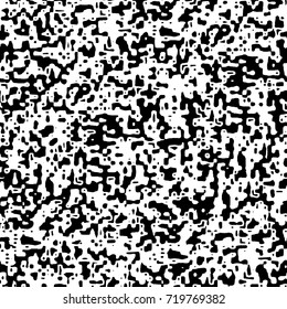 Grunge black and white vector background. Monochrome seamless texture of cracks, chips, stains. Vintage ink blots on the old surface. Abstract dark retro background