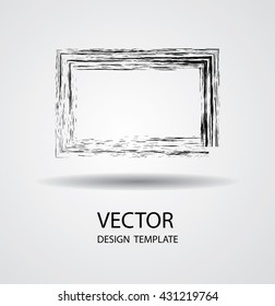Grunge Black and White Vector Frame with Distressed Effect . Textured rectangle for image .