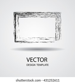 Grunge Black and White Vector Frame with Distressed Effect . Textured rectangle for image .