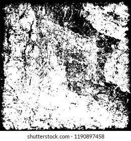 Grunge black and white vector. Gloomy dirty background. Old vintage texture of scratches and scuffs