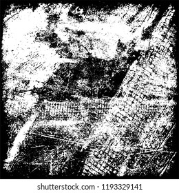 Grunge black and white vector. Gloomy dirty background. Old vintage texture of scratches and scuffs