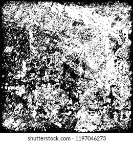 Grunge black and white vector. Gloomy dirty background. Old vintage texture of scratches and scuffs