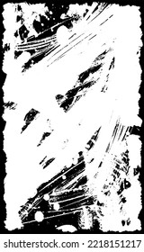 Grunge is black and white. Vector monochrome template. Dirty, scratched texture, cracked and worn. Vertical background