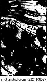 Grunge es blanco y negro. Plantilla monocroma vectorial. Textura sucia, rayada, rota y desgastada. Fondo vertical