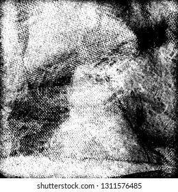 Grunge black and white vector. Pattern scratches, chips, cracks. Monochrome abstract background. Vintage antique paper in paint brush strokes with dry brush