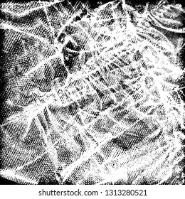 Grunge black and white vector. Pattern scratches, chips, cracks. Monochrome abstract background. Vintage antique paper in paint brush strokes with dry brush