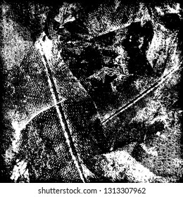 Grunge black and white vector. Pattern scratches, chips, cracks. Monochrome abstract background. Vintage antique paper in paint brush strokes with dry brush