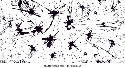 Grunge black and white vector seamless pattern. Monochrome abstract texture. Background of cracks, scuffs, chips, stains, lines. Dark design background surface. Gray printing element. 