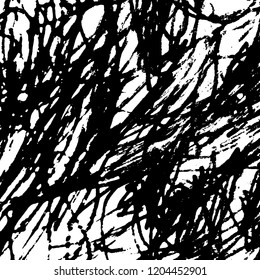 Grunge Black And White Vector Texture Template. Random pattern for design. Abstract Hand drawn background.