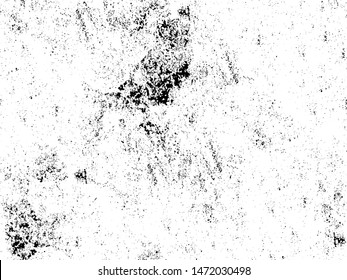 Grunge is black and white. Vector texture of destruction. Abstract monochrome background. Pattern of cracks. Vintage worn surface. The aged wall in gloomy chips
