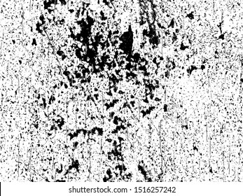 Grunge is black and white. Vector texture of destruction. Abstract monochrome background. Pattern of cracks. Vintage worn surface. The aged wall in gloomy chips