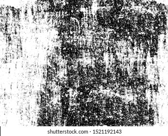 Grunge is black and white. Vector texture of destruction. Abstract monochrome background. Pattern of cracks. Vintage worn surface. The aged wall in gloomy chips