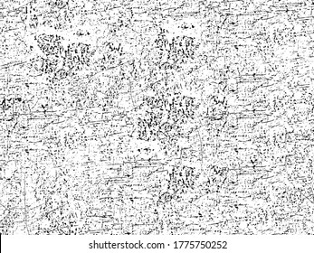 Grunge is black and white. Vector texture of destruction. Abstract monochrome background. Pattern of cracks. Vintage worn surface. The aged wall in gloomy chips
